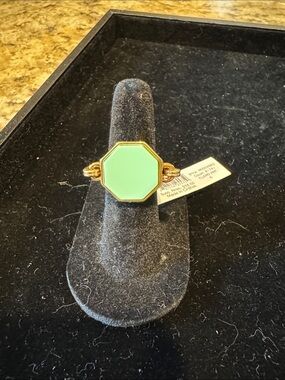 Marc by Marc Jacobs Gold-Tone Octagon Ring with Mint Enamel